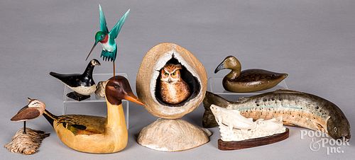 Group of miniature bird carvings