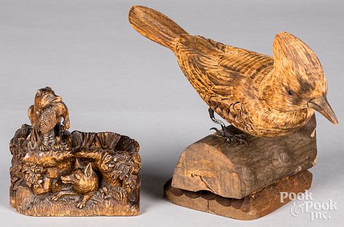Black Forest carved fox desk stand, early 20th c.
