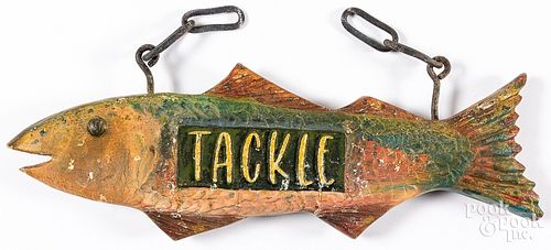 Cast aluminum fish Tackle trade sign, 20th c.