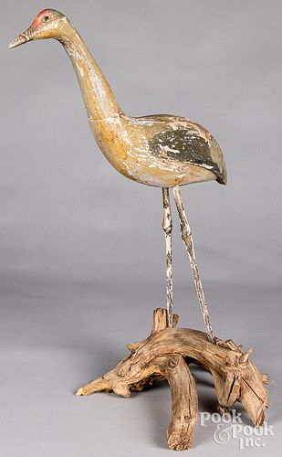 Carved and painted Heron confidence decoy, 20th c.