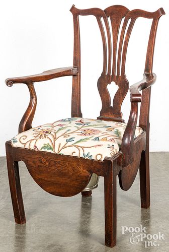 George III elm potty chair, late 18th c.