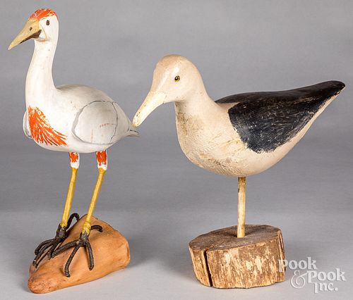 Large carved and painted seagull decoy