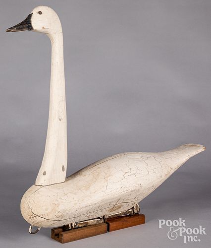 Carved and painted swan decoy, early 20th c.