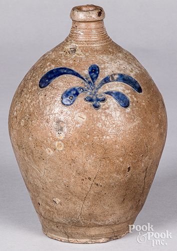 New York incised stoneware ovoid jug, early 19th c
