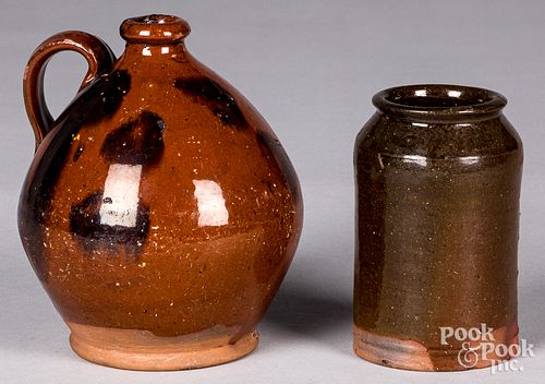 Two piece of redware, 19th c.