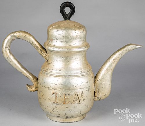 Carved and painted Tea pot trade sign, 20th c.