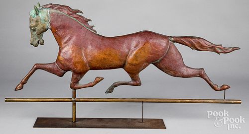 Swell bodied running horse weathervane, 20th c.