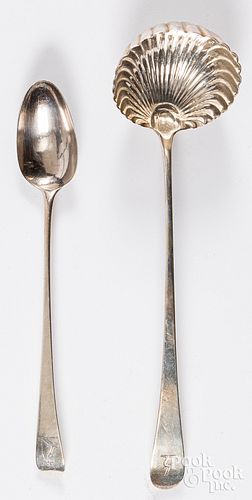 Georgian silver ladle and stuffing spoon