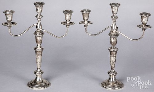 Pair of weighted sterling silver candelabra