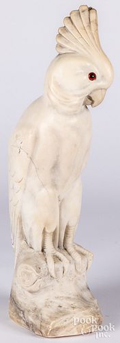Large carved marble cockatoo
