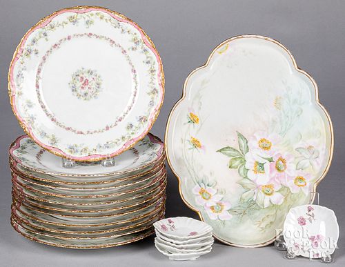 Twelve Limoges porcelain plates, etc.