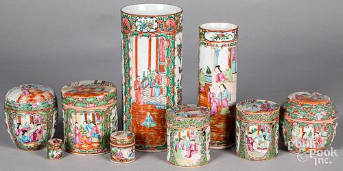 Chinese export rose medallion vases and canisters