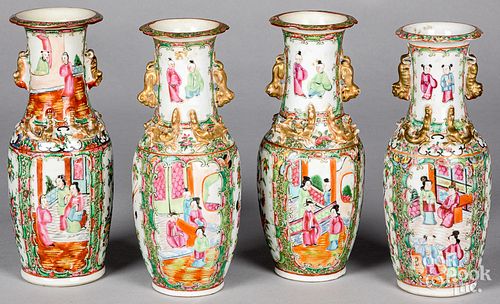 Four Chinese export porcelain rose medallion vases