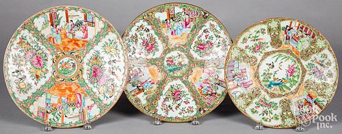 Three Chinese export rose medallion chargers