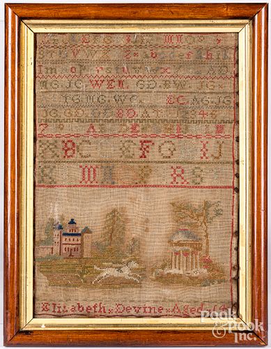 Two wool on linen samplers, 19th c.