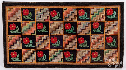 American hooked rug with roses, early 20th c.