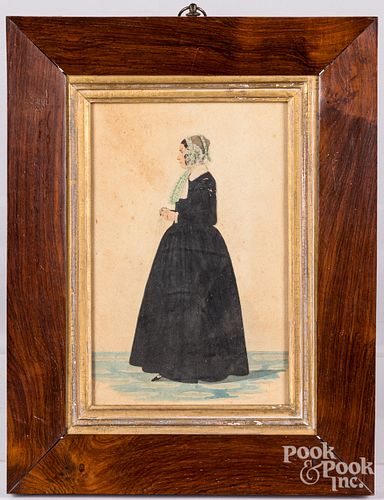Watercolor portrait of a woman, mid 19th c.
