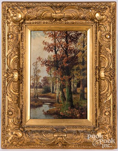 Oil on panel landscape, ca. 1900