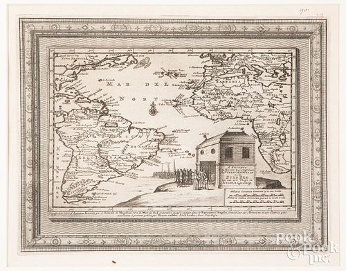 Engraved map of the Atlantic