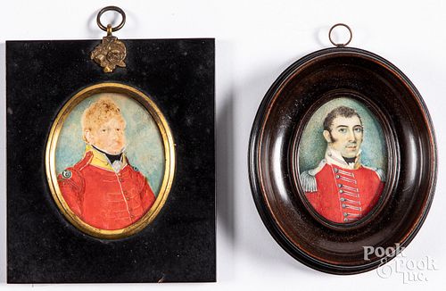 Two miniature watercolor portraits of gentlemen