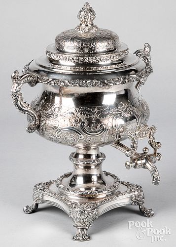 Elaborate silver plated hot water urn