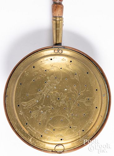 Brass and copper bedwarmer, 19th c.