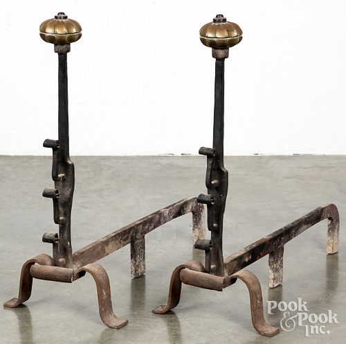 Pair of Continental andirons, 19th c.