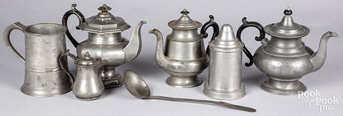 Group of pewter, 19th c.