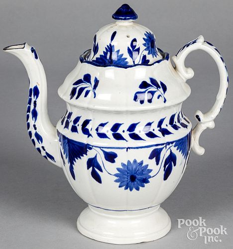 Pearlware blue and white coffee pot