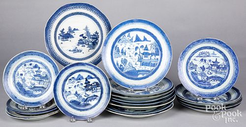 Chinese export porcelain Canton plates, 19th c.