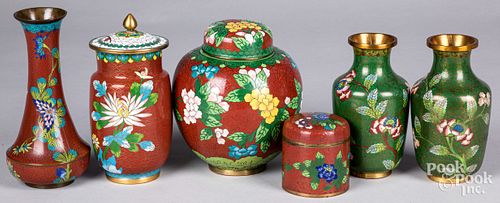 Six pieces of Chinese cloisonne