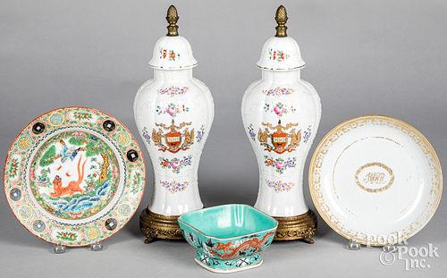 Three pieces of Chinese export porcelain, etc.