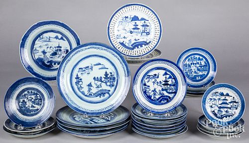 Chinese export porcelain Canton plates.