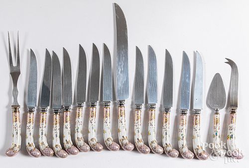 Set of porcelain handled knives.