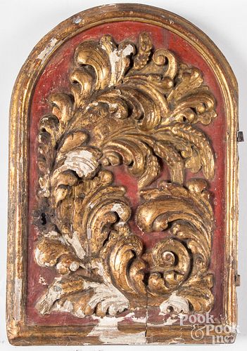 Continental carved giltwood door, 18th c.