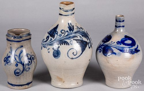 Three German stoneware vessels, 19th c.