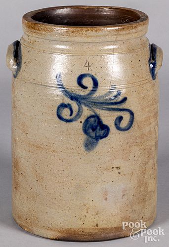 New Jersey four-gallon stoneware crock, 19th c.