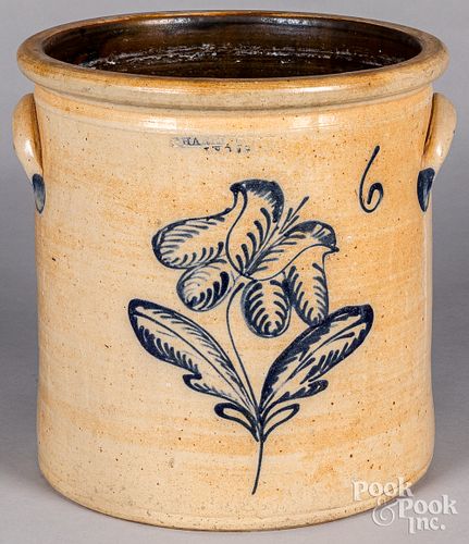 New York six-gallon stoneware crock, 19th c.