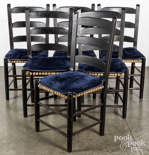 Set of six contemporary painted ladderback chairs.