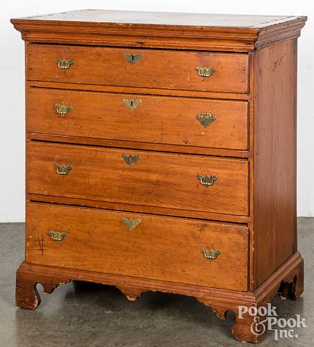New England Chippendale pine chest of drawers