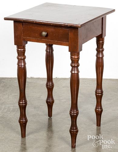 Sheraton stained birch one drawer stand, 19th c.
