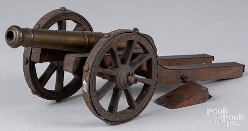 Miniature brass barrel cannon, 19th c.