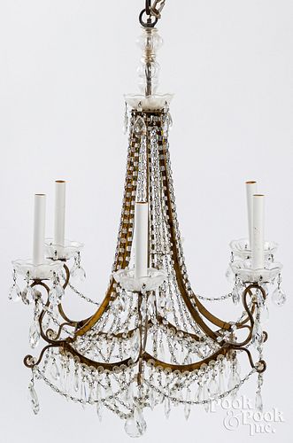 Brass and glass chandelier, 20th c.