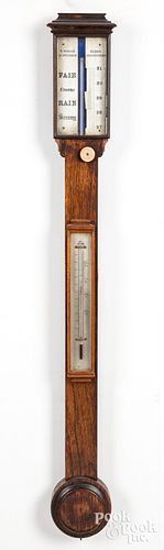 New York rosewood stick barometer, 19th c.