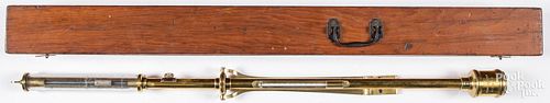 New York brass stick barometer, 19th c.