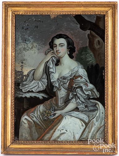 Reverse painted portrait of a woman, 19th c.