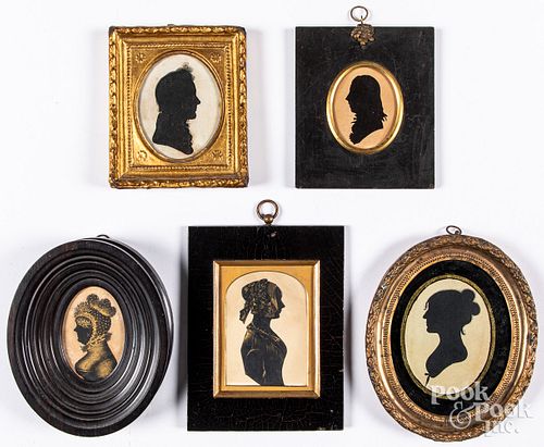 Five assorted silhouettes, 19th c.