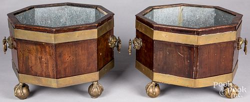 Pair of English mahogany wine coolers, late 19th c