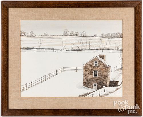 Mildred Sands Kratz watercolor winter landscape