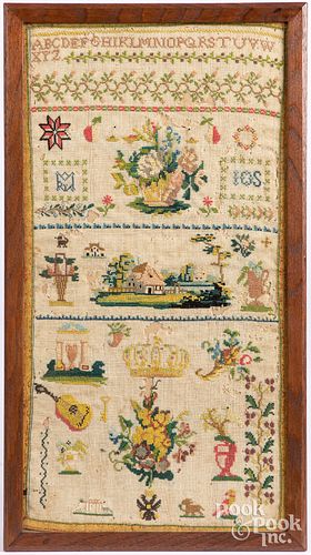 Two English silk on linen samplers, 19th c.